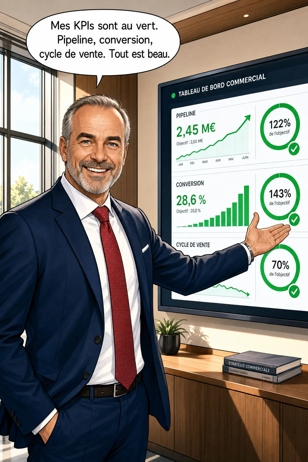 Le dirigeant fier de ses KPIs au vert