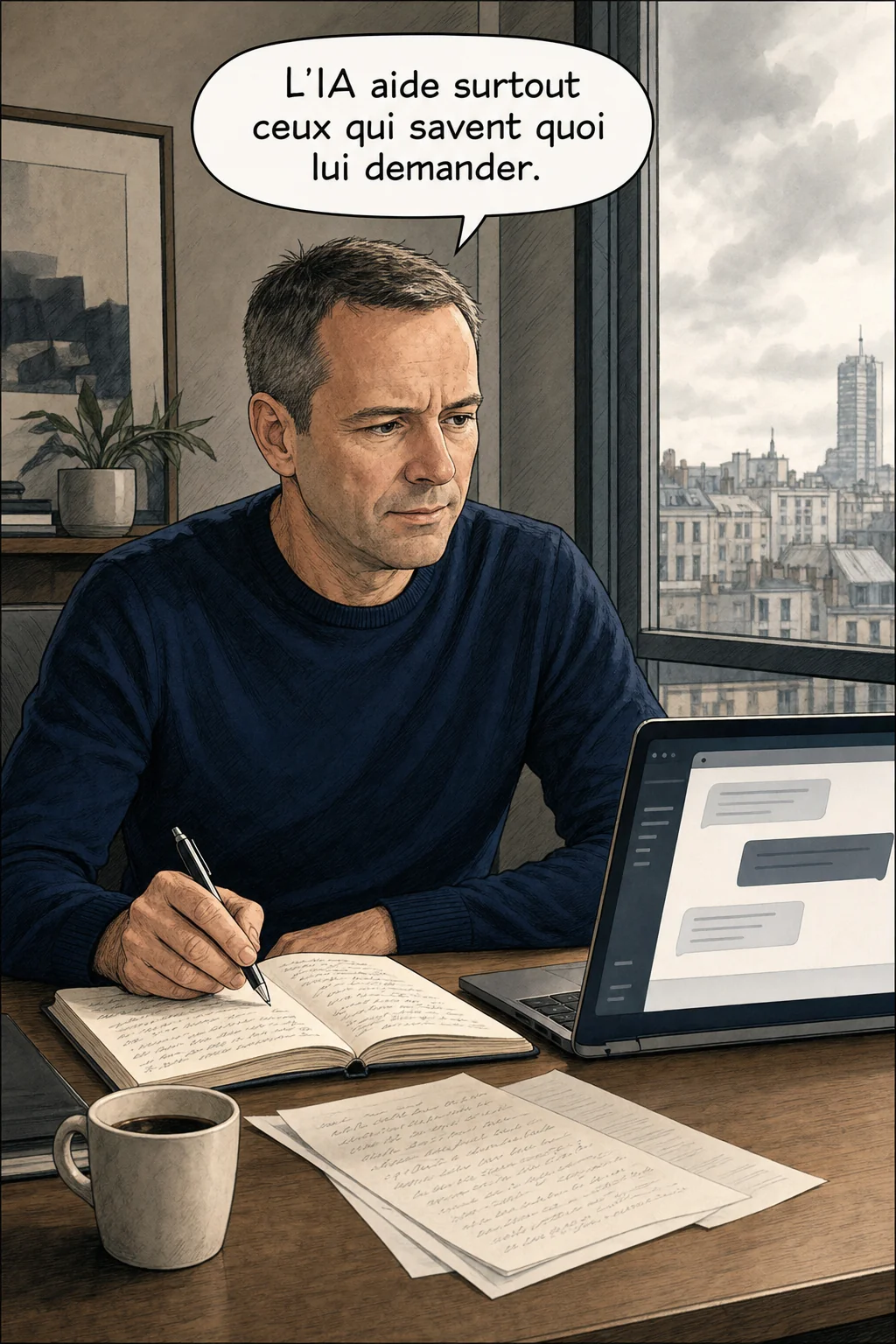 Couverture : IA commerciale B2B, un commercial face à son écran