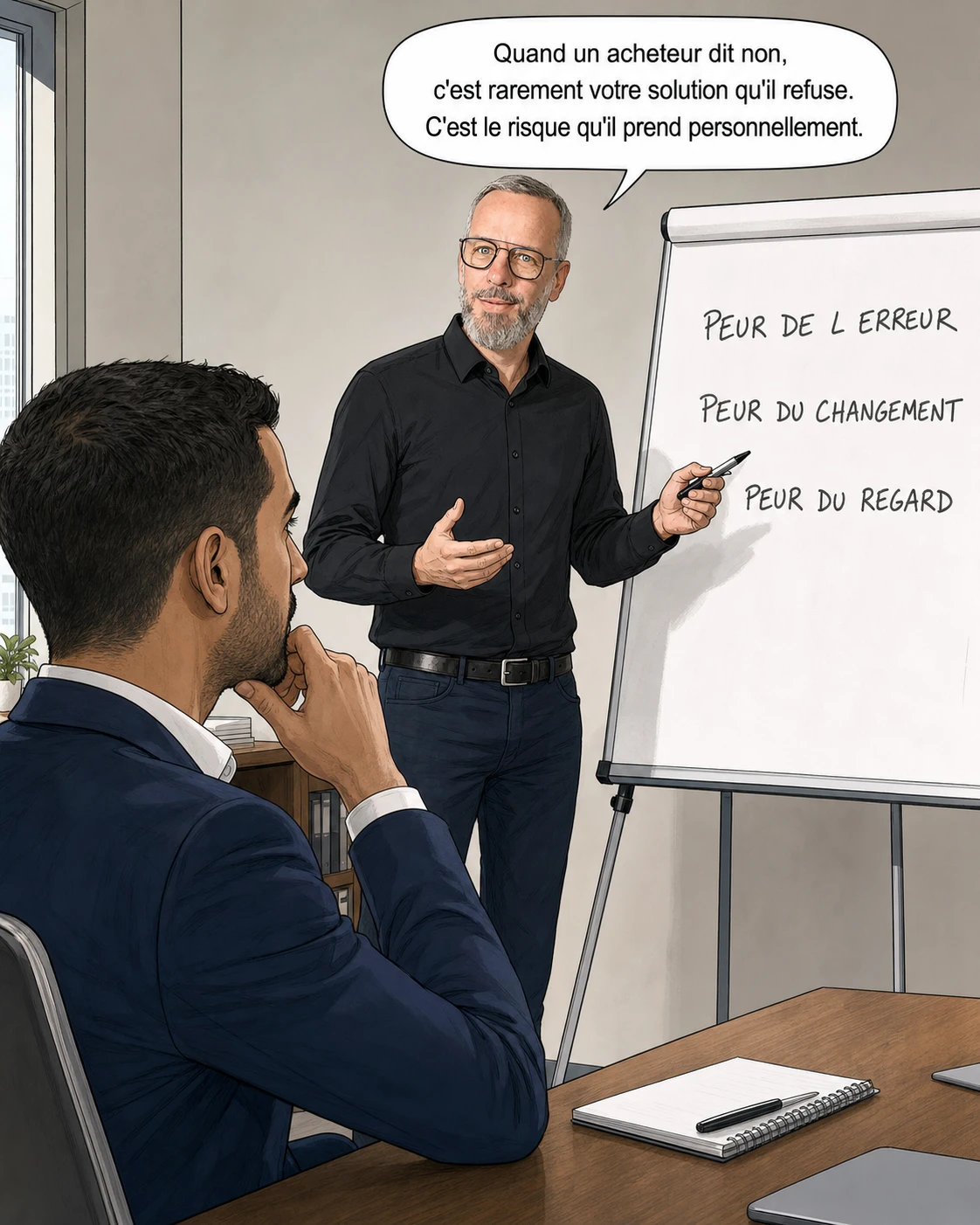 Laurent au paperboard : peur de l'erreur, peur du changement, peur du regard